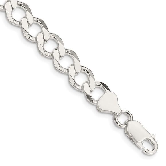 Kazi Luxury Sterling Silver 8.1mm Semi-solid Flat Curb Chain